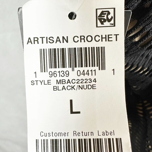 Bar III Plunging  Crochet One-Piece Swimsuit Black Size Large - Picture 8 of 9